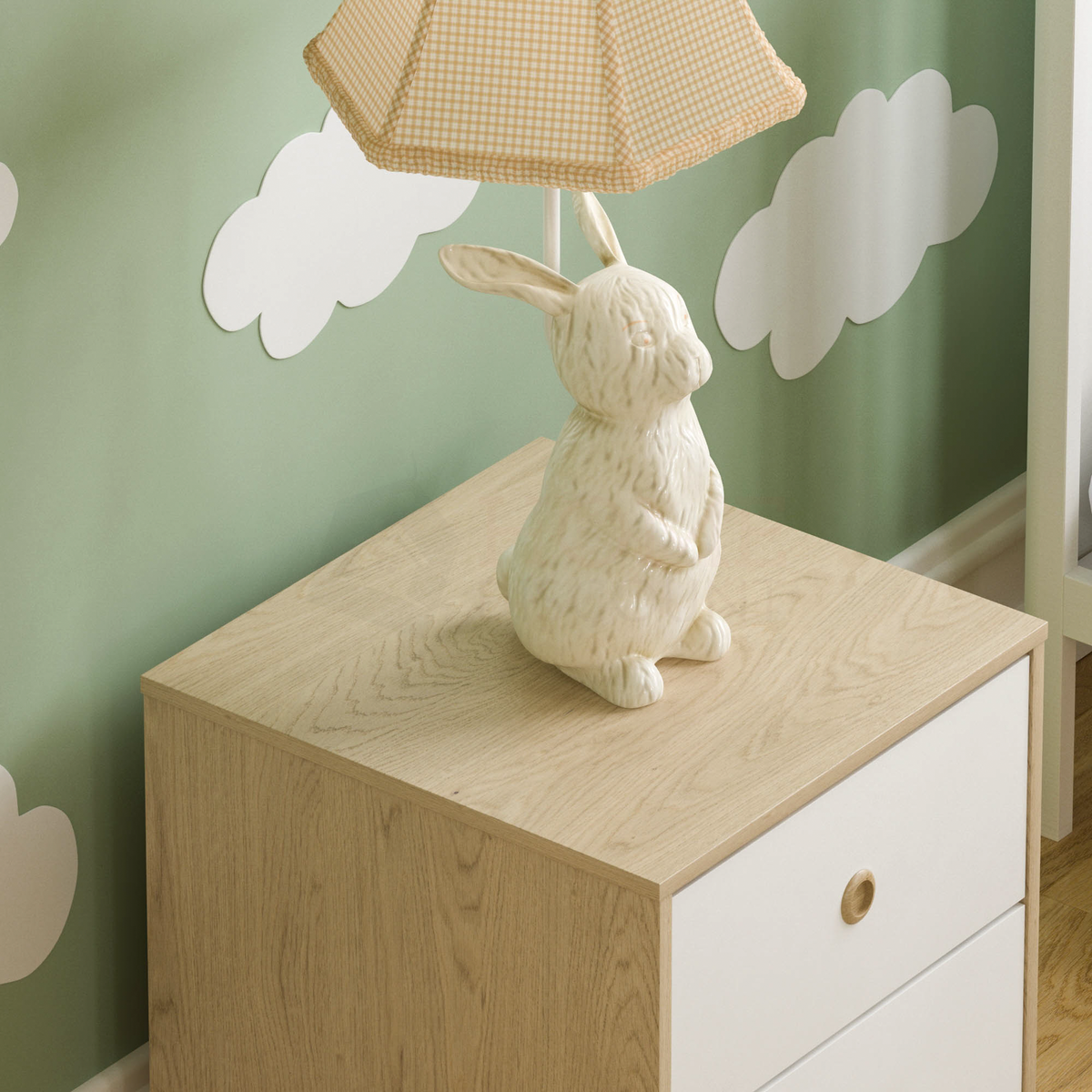 Neptune 2-Drawer Bedside Table - White & Oak