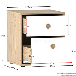 Neptune 3-Piece Bedroom Set - White & Oak (Desk, Bedside Table, Wardrobe)