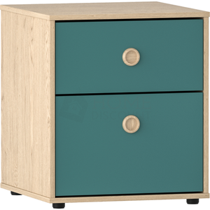 Neptune 2-Drawer Bedside Table - Green & Oak