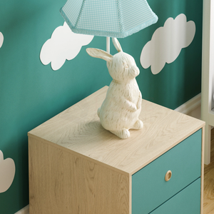 Neptune 2-Drawer Bedside Table - Green & Oak