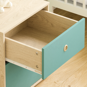 Neptune 2-Drawer Bedside Table - Green & Oak