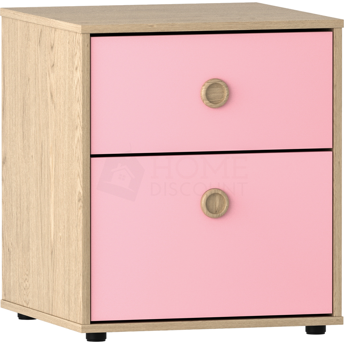 Neptune 2-Drawer Bedside Table - Pink & Oak