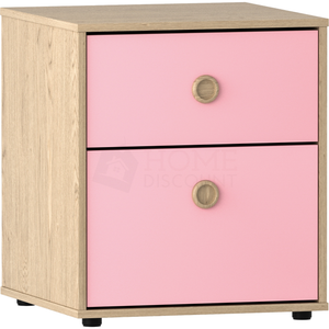 Neptune 2-Drawer Bedside Table - Pink & Oak
