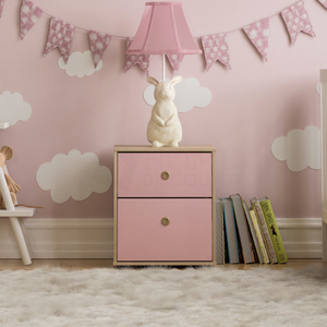 Neptune 2-Drawer Bedside Table - Pink & Oak