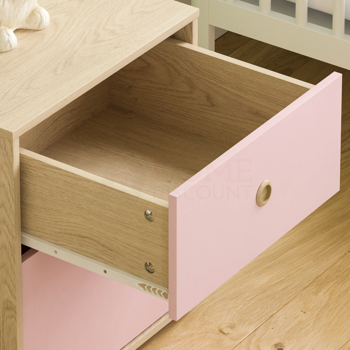 Neptune 2-Drawer Bedside Table - Pink & Oak