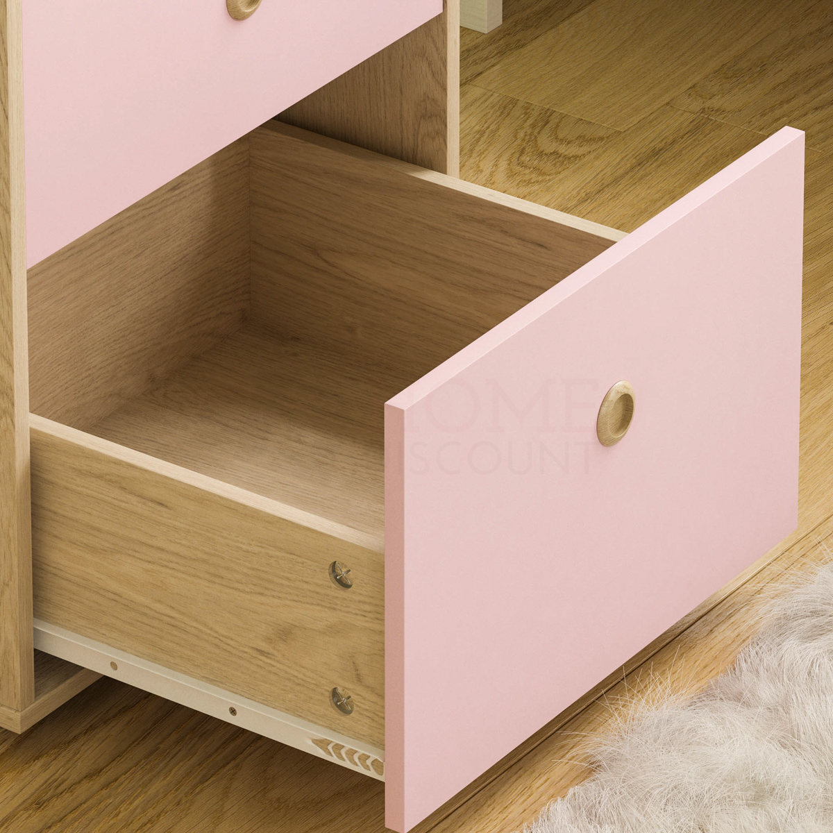 Neptune 2-Drawer Bedside Table - Pink & Oak