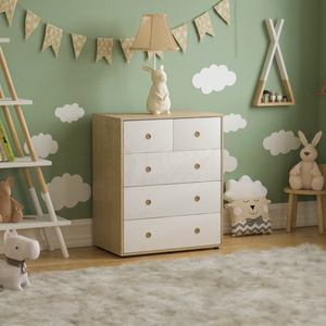 Neptune 3-Piece Bedroom Set - White & Oak (Desk, Drawer Chest, Wardrobe)