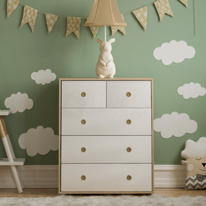 Neptune 5-Drawer Chest - White & Oak, Set of 2