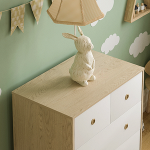 Neptune 5-Drawer Chest - White & Oak, Set of 2