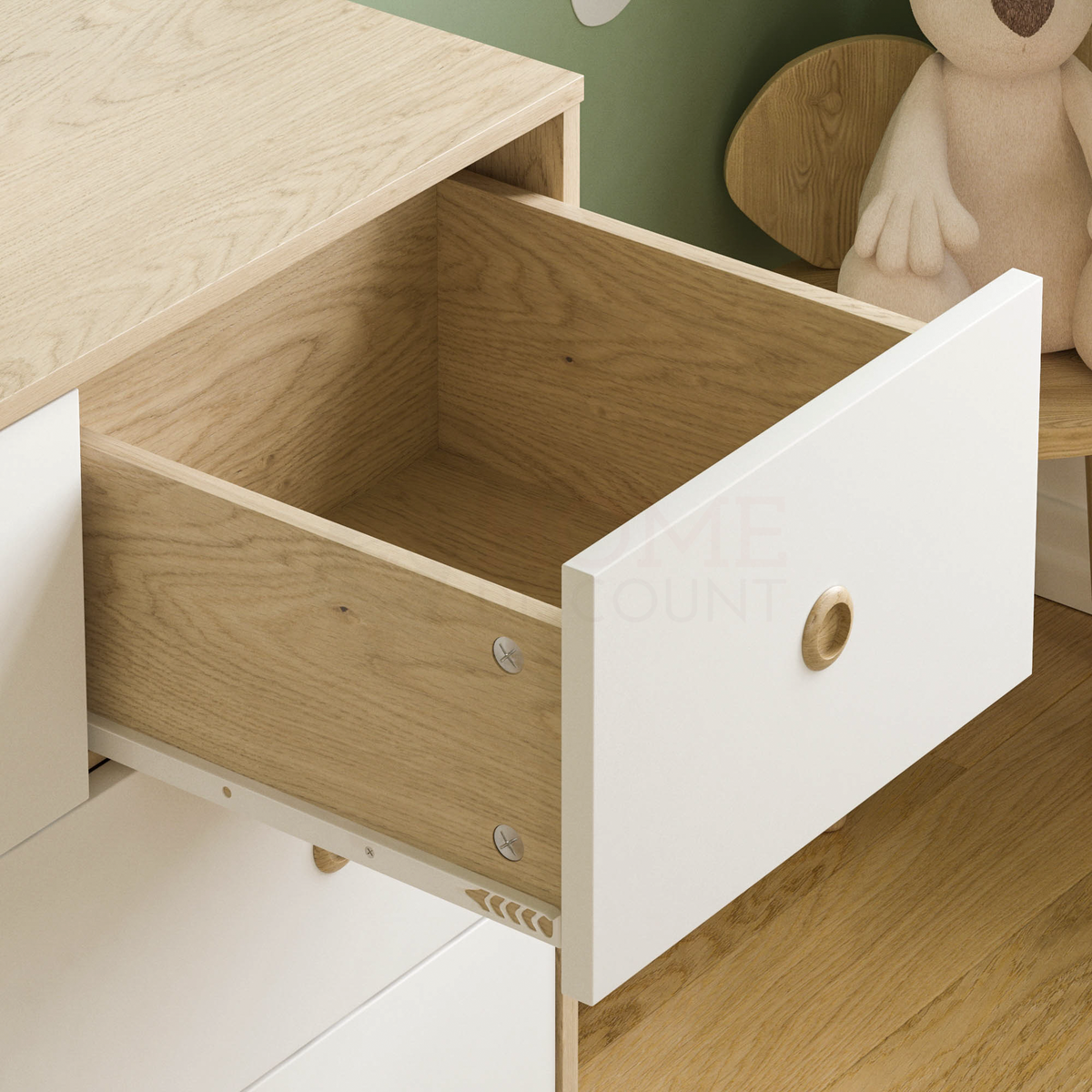 Neptune 5-Drawer Chest - White & Oak, Set of 2