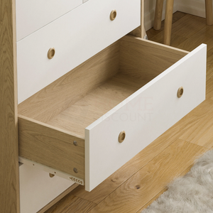 Neptune 5-Drawer Chest - White & Oak, Set of 2
