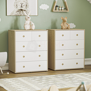 Neptune 5-Drawer Chest - White & Oak, Set of 2