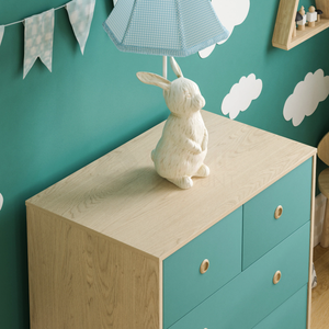 Neptune 5-Drawer Chest - Green & Oak