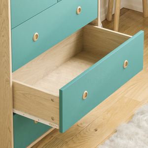 Neptune 5-Drawer Chest - Green & Oak
