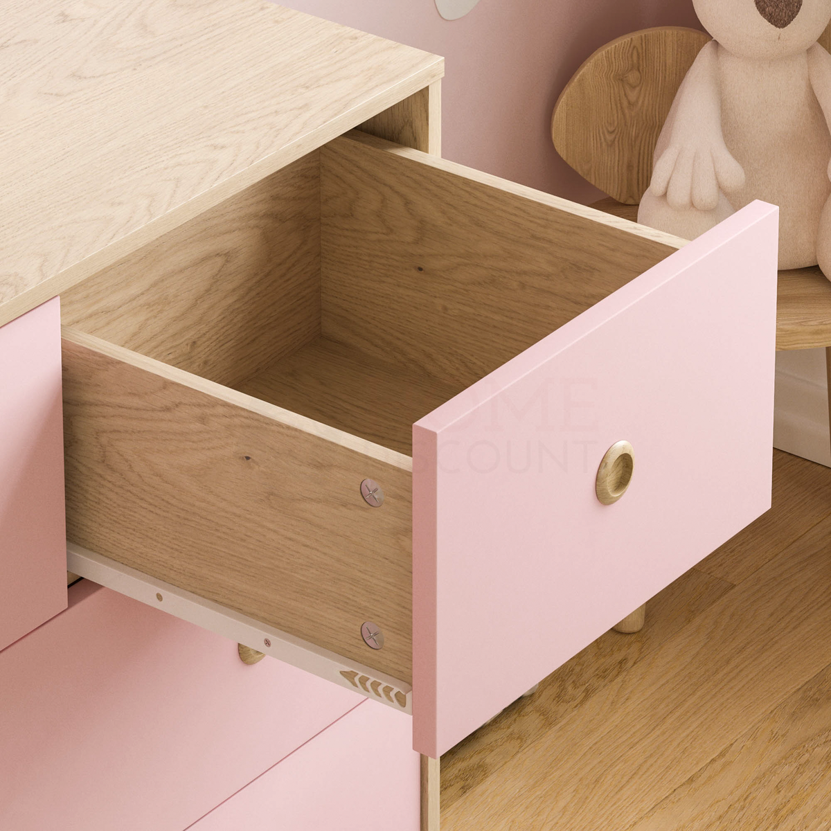 Neptune 5-Drawer Chest - Pink & Oak, Set of 2