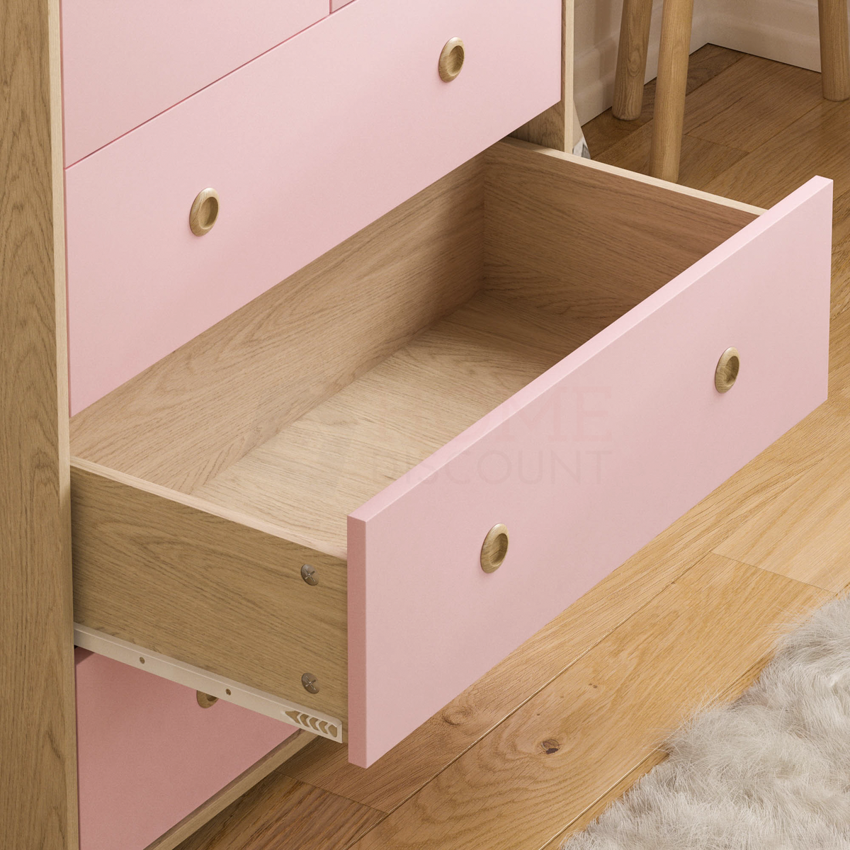 Neptune 5-Drawer Chest - Pink & Oak, Set of 2