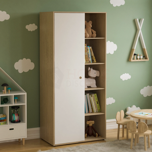 Neptune 3-Piece Bedroom Set - White & Oak (Bedside Table, Drawer Chest, Wardrobe)