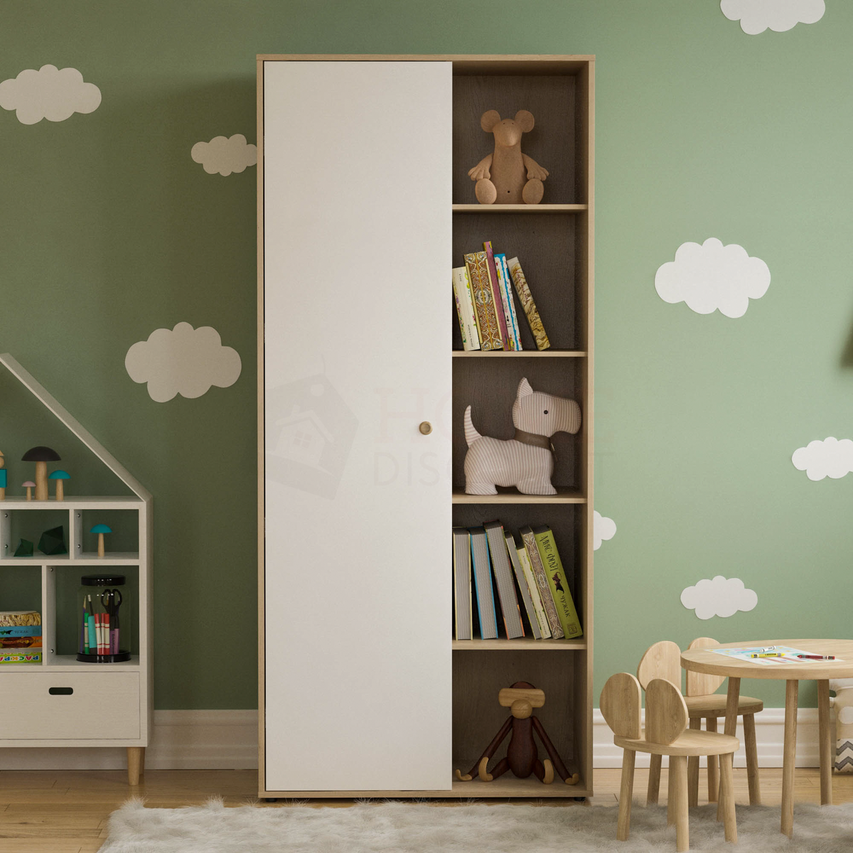 Neptune 1-Door Wardrobe - White & Oak