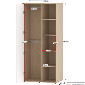 Neptune 3-Piece Bedroom Set - White & Oak (Desk, Drawer Chest, Wardrobe)