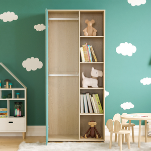 Neptune 1-Door Wardrobe - Green & Oak