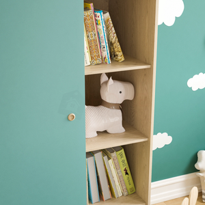 Neptune 1-Door Wardrobe - Green & Oak