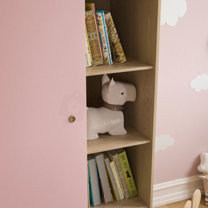Neptune 1-Door Wardrobe - Pink & Oak
