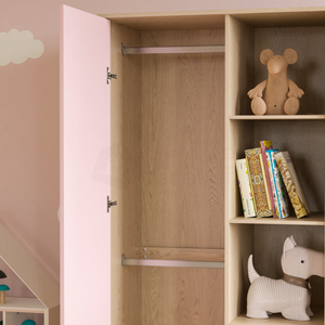 Neptune 1-Door Wardrobe - Pink & Oak