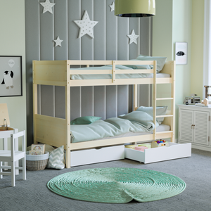 Gemini Detachable Bunk Bed - Pine & Libra Wooden Underbed Drawers - White