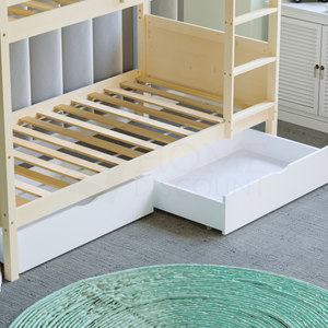 Gemini Detachable Bunk Bed - Pine & Libra Wooden Underbed Drawers - White