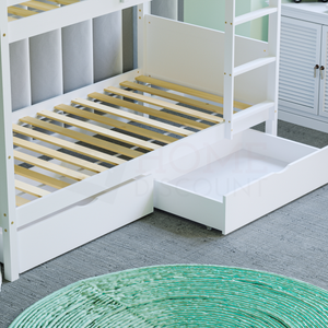 Gemini Detachable Bunk Bed & Libra Wooden Underbed Drawers - White