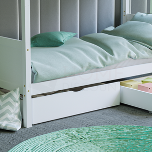 Gemini Detachable Bunk Bed & Libra Wooden Underbed Drawers - White