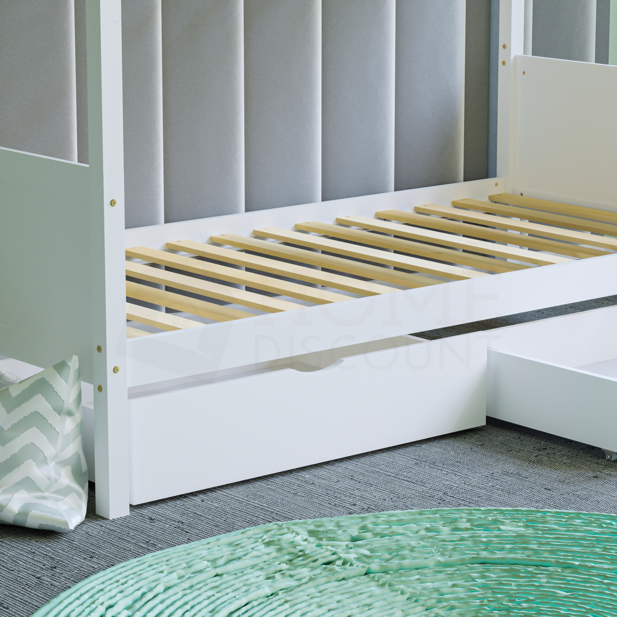 Gemini Detachable Bunk Bed & Libra Wooden Underbed Drawers - White