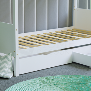 Gemini Detachable Bunk Bed & Libra Wooden Underbed Drawers - White