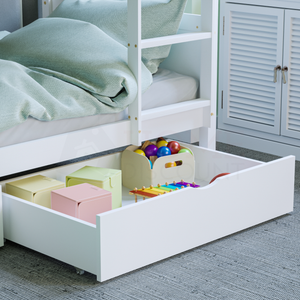Gemini Detachable Bunk Bed & Libra Wooden Underbed Drawers - White