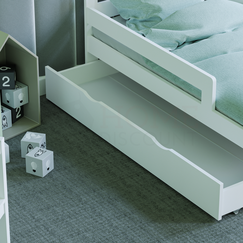 Taurus Toddler Bed With Storage, White