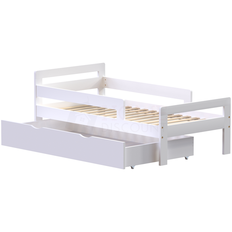 Taurus Toddler Bed With Storage, White