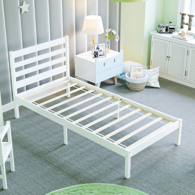 Libra Single Wooden Bed, White