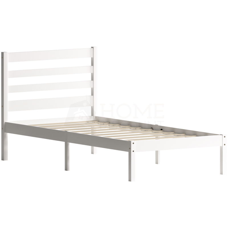Libra Single Wood Bed, White & Underbed Drawers, Grey