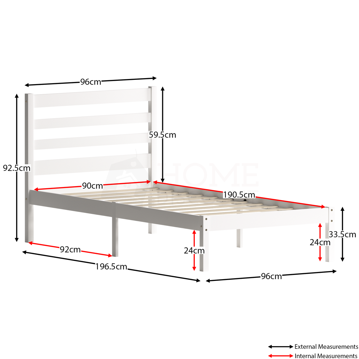 Libra Single Wooden Bed - White