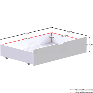 Gemini Detachable Bunk Bed & Libra Wooden Underbed Drawers - White