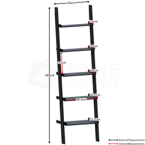York 5-Tier Ladder Bookcase - Black