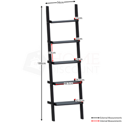 York 5 Tier Ladder Bookcase, Black