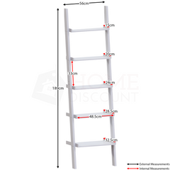York 5 Tier Ladder Bookcase, White