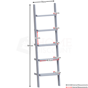 York 5-Tier Ladder Bookcase - Grey