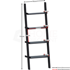 York 4 Tier Ladder Bookcase, Black