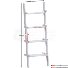 York 4-Tier Ladder Bookcase - White