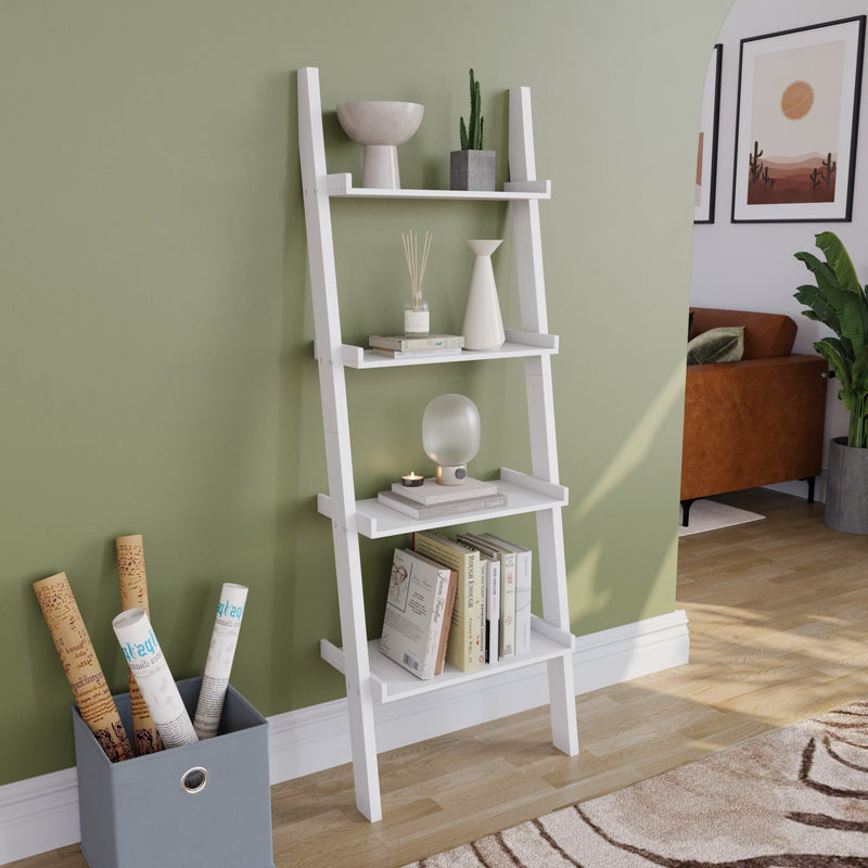 York 4-Tier Ladder Bookcase - White