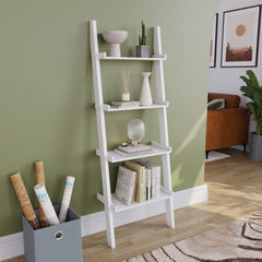 Vida Designs York 4 Tier Ladder Bookcase, White