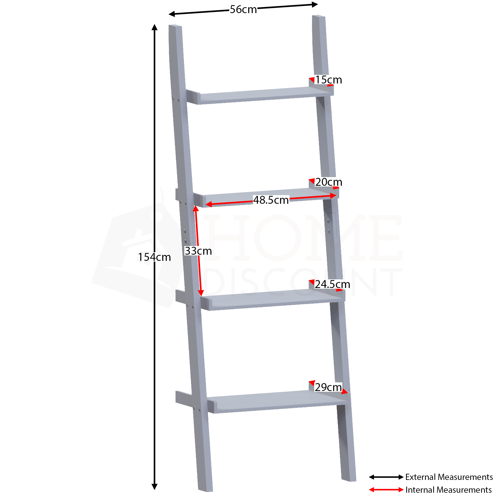 York 4 Tier Ladder Bookcase Grey Home Discount Ltd