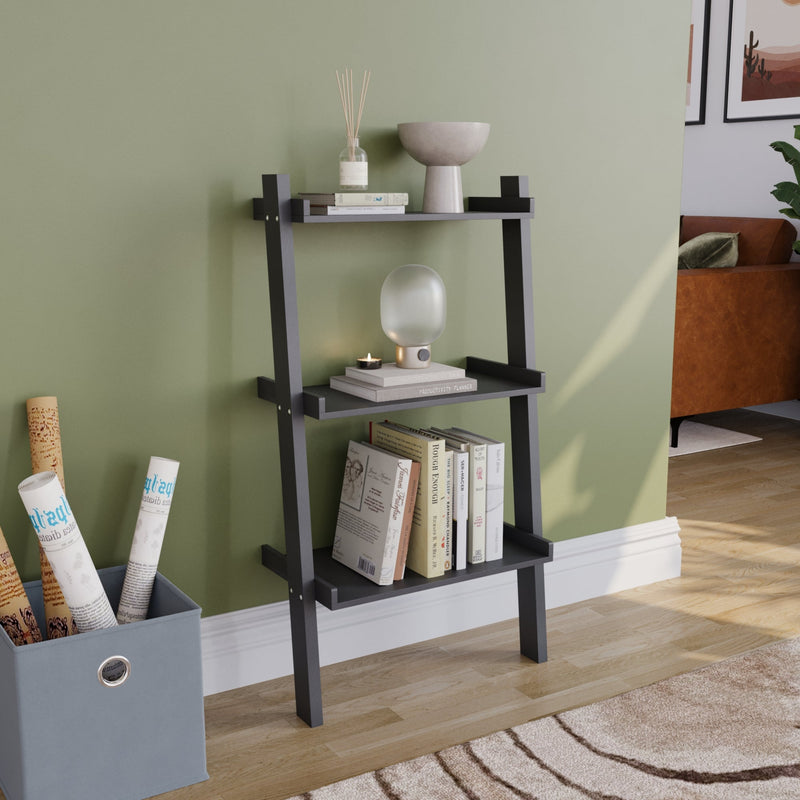 York 3 Tier Ladder Bookcase, Black